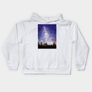 Cloudy sky above woodland Kids Hoodie